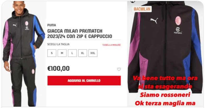 168娱乐-AC米兰联队服装出现国际米兰因素，被粉丝抗议后，球衫被米兰放弃